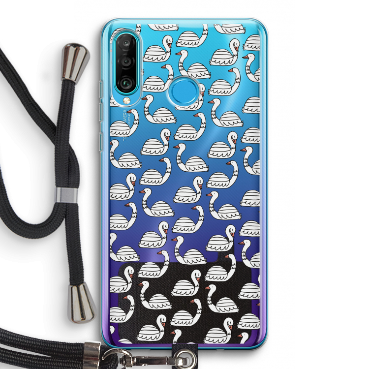 Zwanen: Huawei P30 Lite Transparant Hoesje met koord