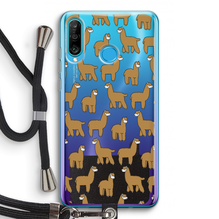 Alpacas: Huawei P30 Lite Transparant Hoesje met koord