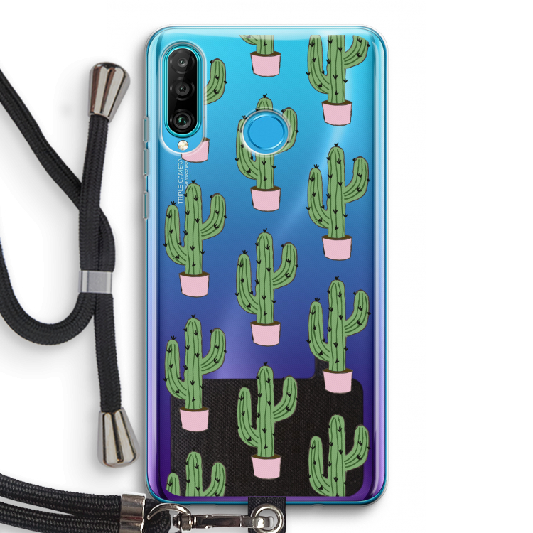Cactus Lover: Huawei P30 Lite Transparant Hoesje met koord
