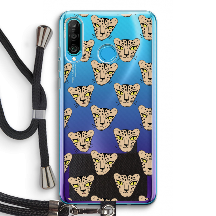 Tijger: Huawei P30 Lite Transparant Hoesje met koord