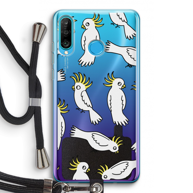 Papegaai: Huawei P30 Lite Transparant Hoesje met koord