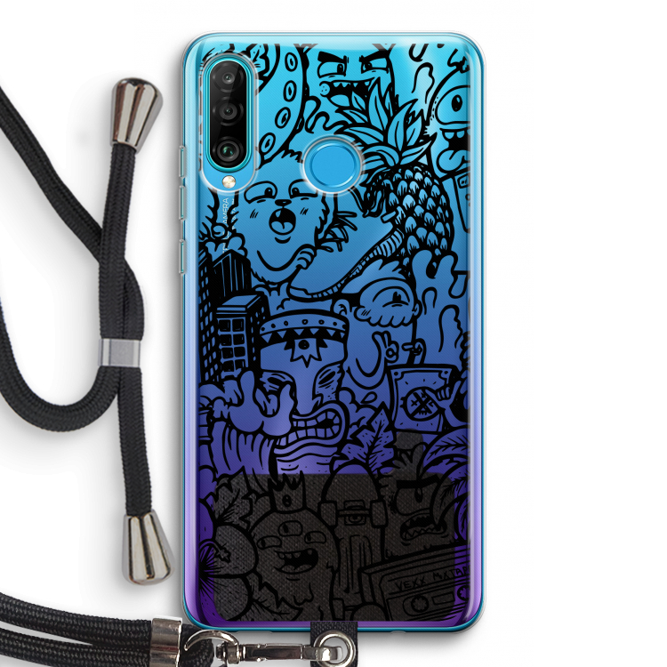 Vexx Black Mixtape: Huawei P30 Lite Transparant Hoesje met koord