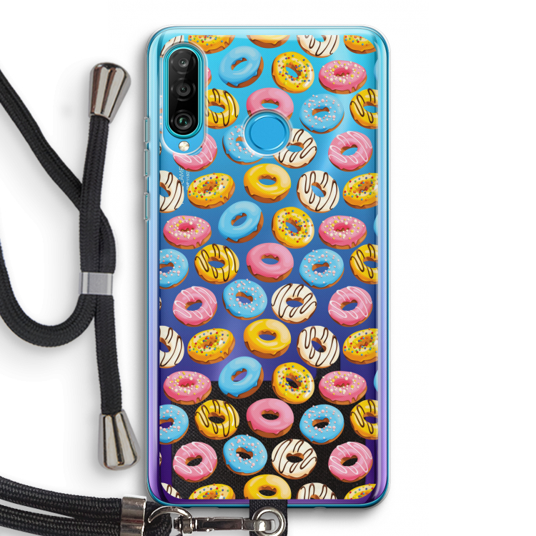 Pink donuts: Huawei P30 Lite Transparant Hoesje met koord