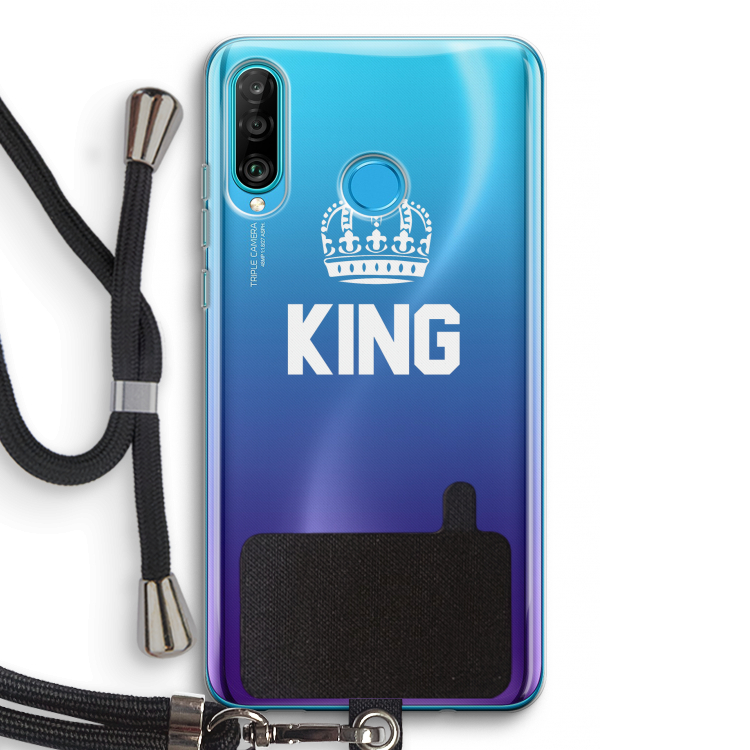 King zwart: Huawei P30 Lite Transparant Hoesje met koord