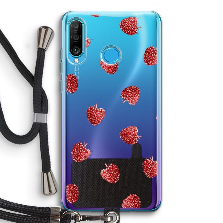 Framboosjes: Huawei P30 Lite Transparant Hoesje met koord