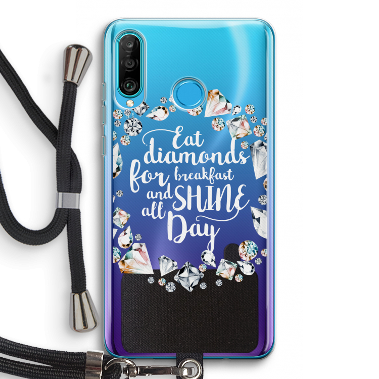 Diamonds: Huawei P30 Lite Transparant Hoesje met koord