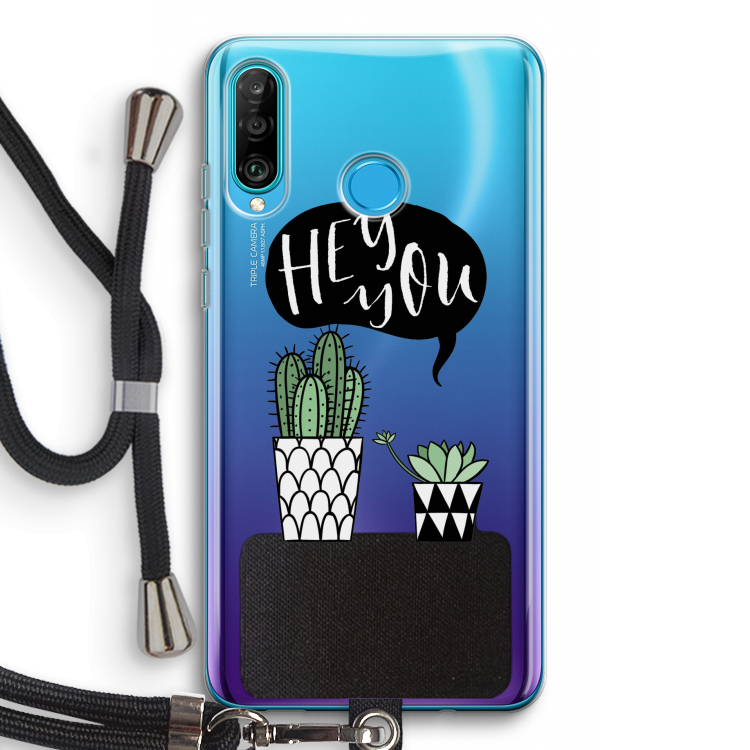 Hey you cactus: Huawei P30 Lite Transparant Hoesje met koord