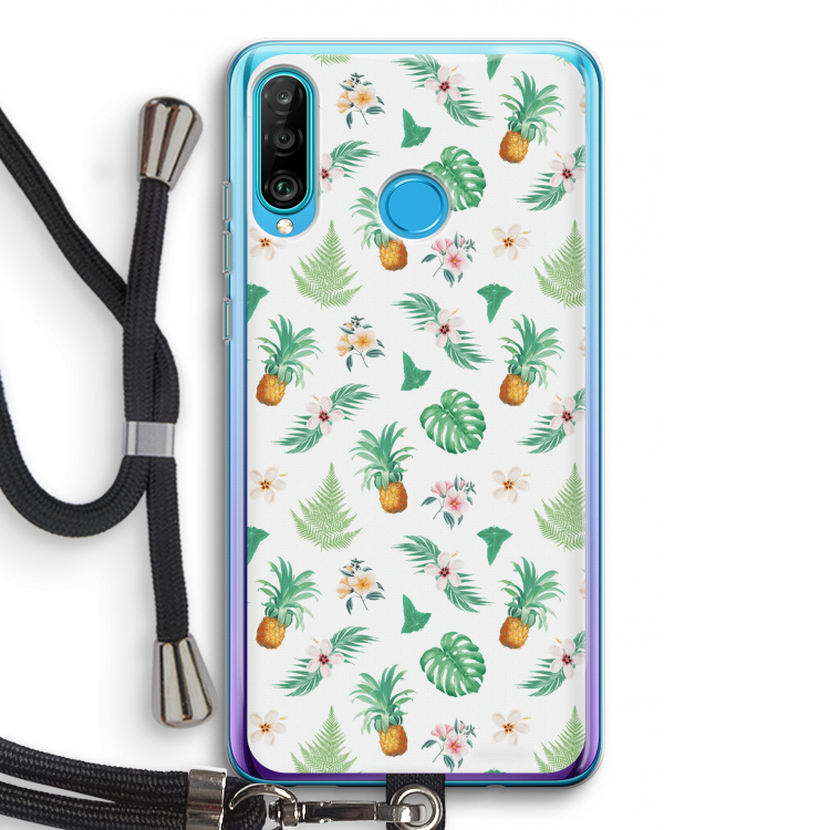 Ananas bladeren: Huawei P30 Lite Transparant Hoesje met koord