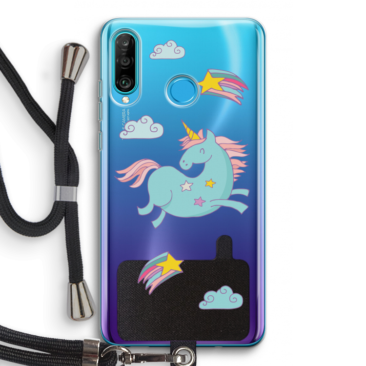 Vliegende eenhoorn: Huawei P30 Lite Transparant Hoesje met koord
