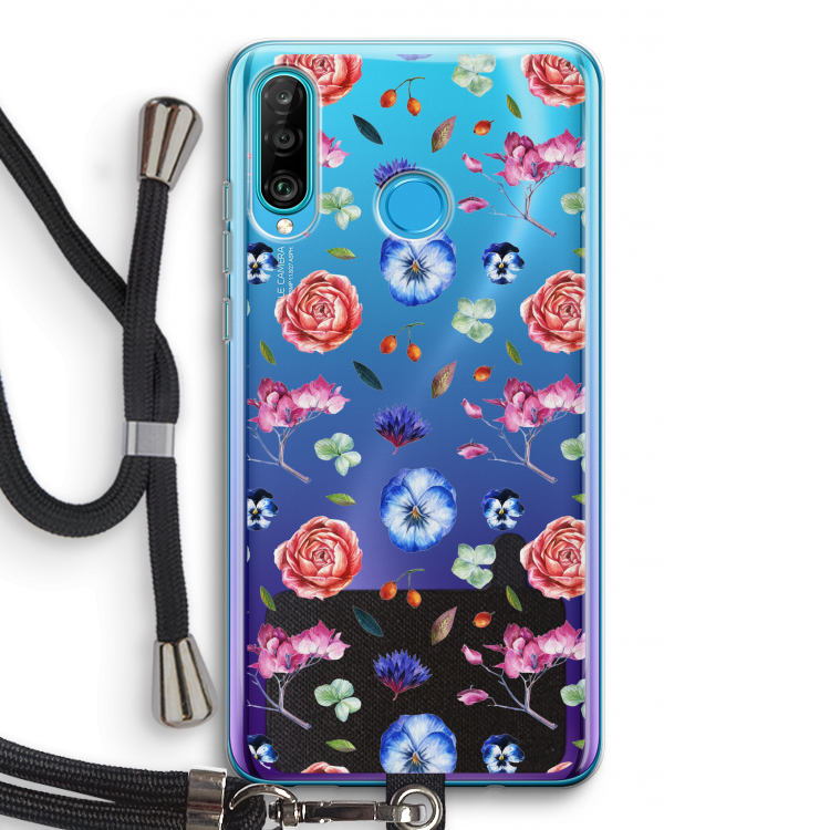 Bloemetjes: Huawei P30 Lite Transparant Hoesje met koord