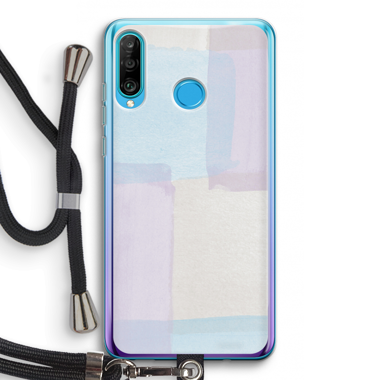 Square pastel: Huawei P30 Lite Transparant Hoesje met koord