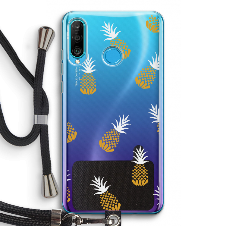 Ananasjes: Huawei P30 Lite Transparant Hoesje met koord