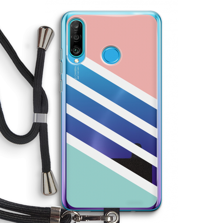 Strepen pastel: Huawei P30 Lite Transparant Hoesje met koord