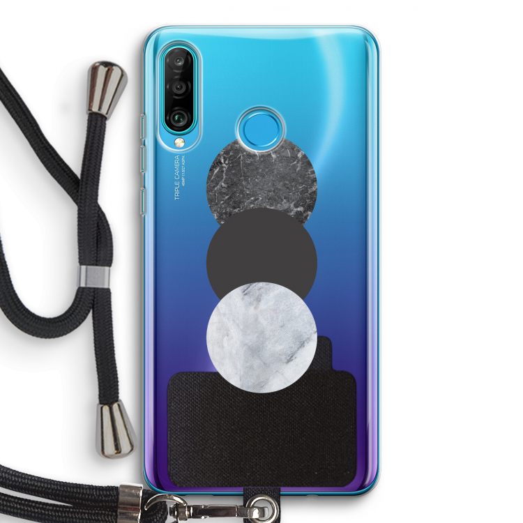 Marmeren cirkels: Huawei P30 Lite Transparant Hoesje met koord