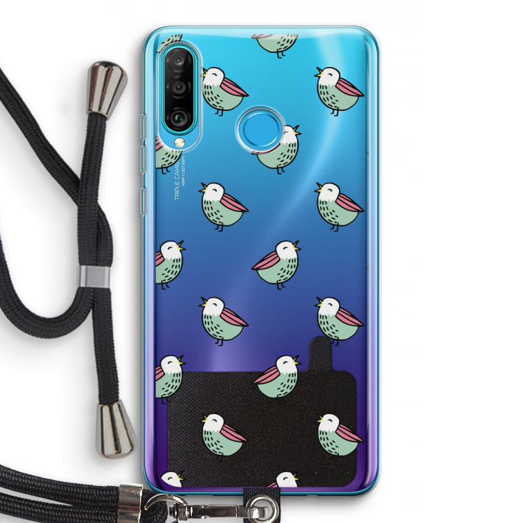 Vogeltjes: Huawei P30 Lite Transparant Hoesje met koord