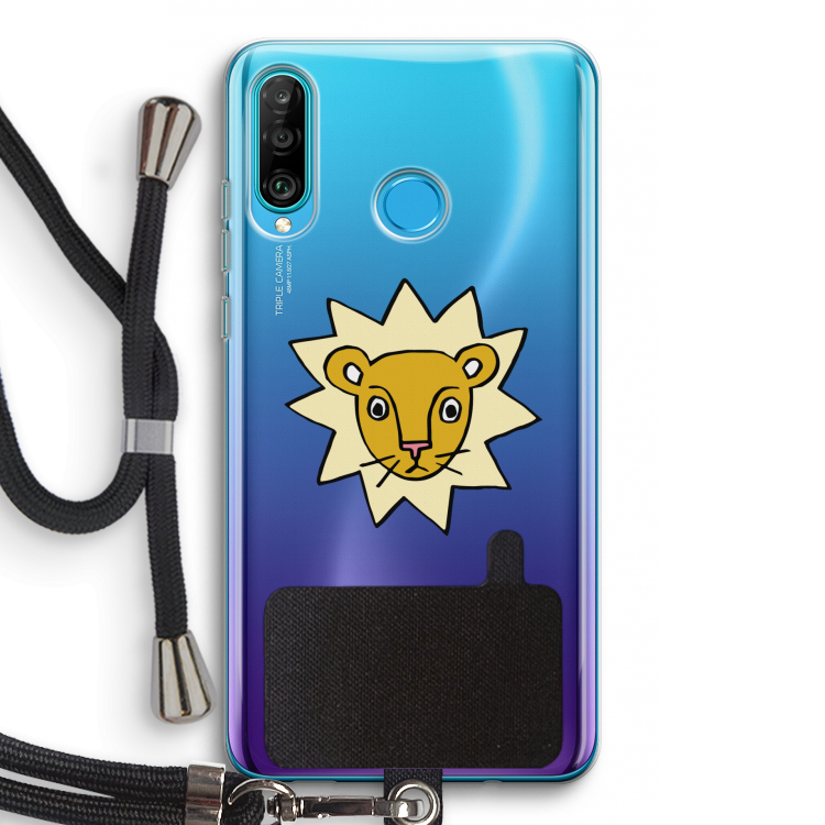 Kleine leeuw: Huawei P30 Lite Transparant Hoesje met koord