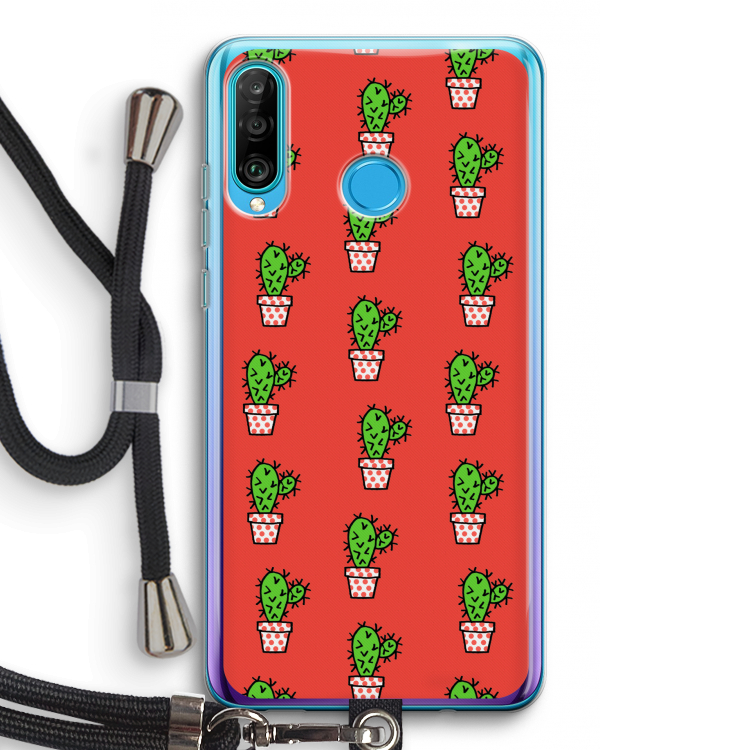 Mini cactus: Huawei P30 Lite Transparant Hoesje met koord
