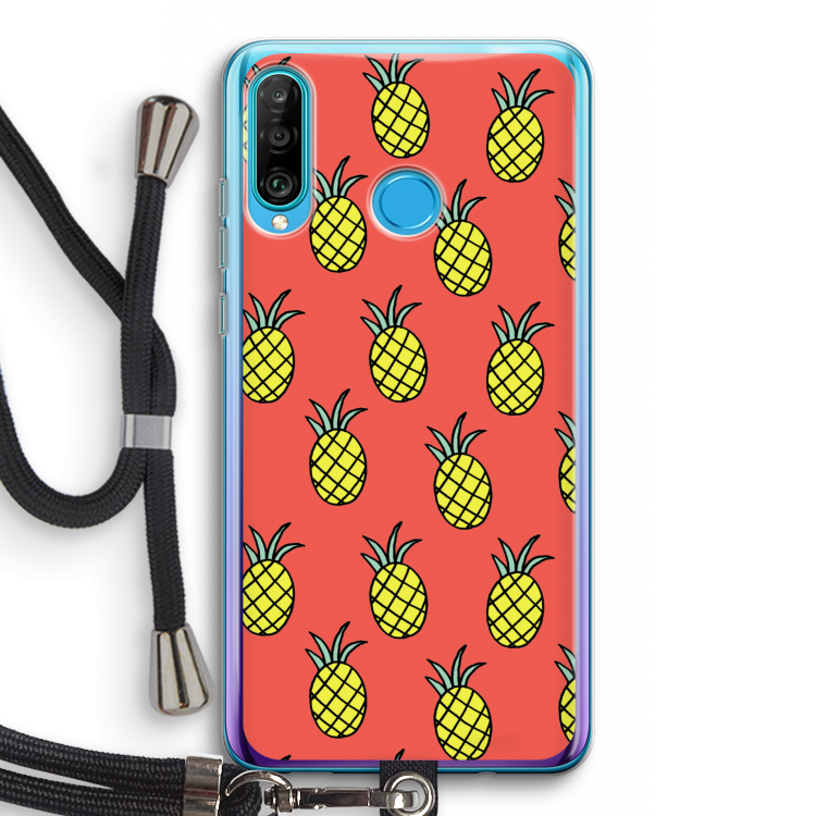 Ananas: Huawei P30 Lite Transparant Hoesje met koord