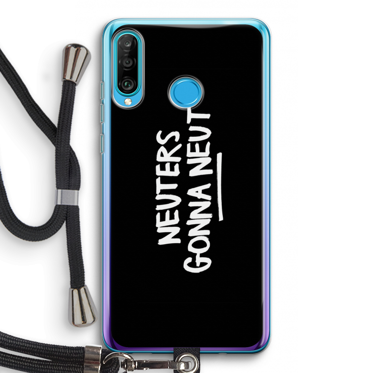 Neuters (zwart): Huawei P30 Lite Transparant Hoesje met koord