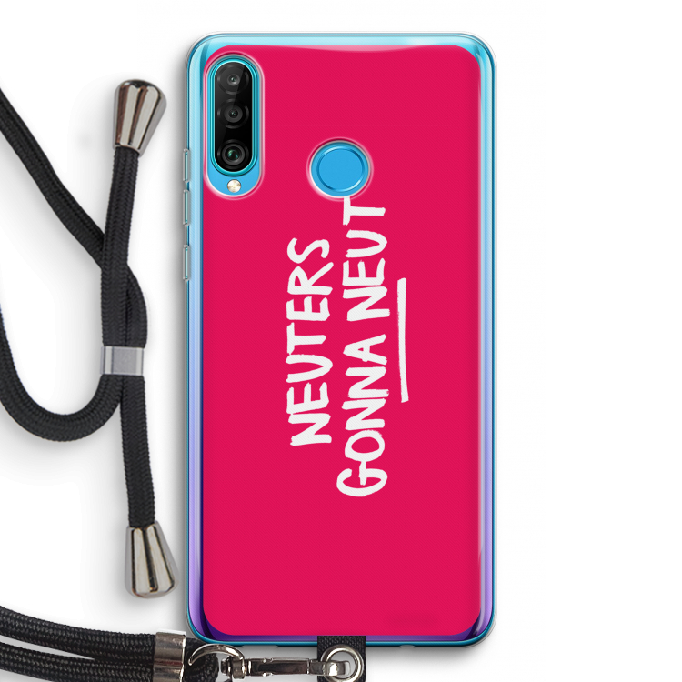 Neuters (roze): Huawei P30 Lite Transparant Hoesje met koord