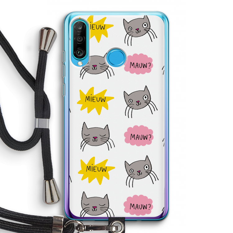 Meow: Huawei P30 Lite Transparant Hoesje met koord