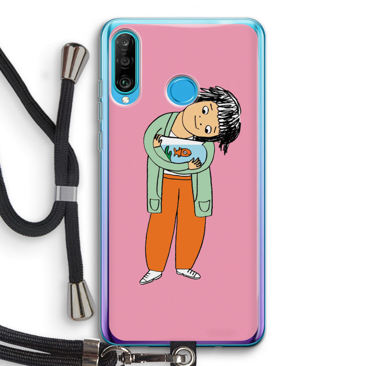 Visknuffel: Huawei P30 Lite Transparant Hoesje met koord