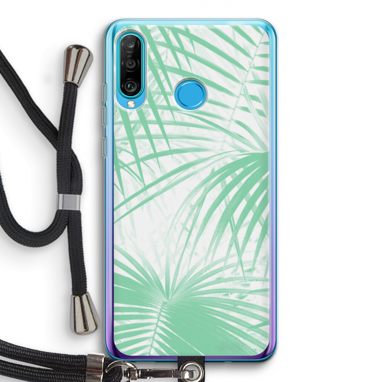 Palmbladeren: Huawei P30 Lite Transparant Hoesje met koord