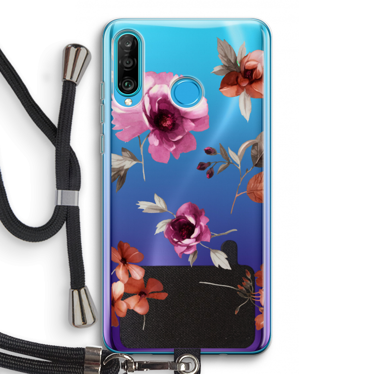 Geschilderde bloemen: Huawei P30 Lite Transparant Hoesje met koord