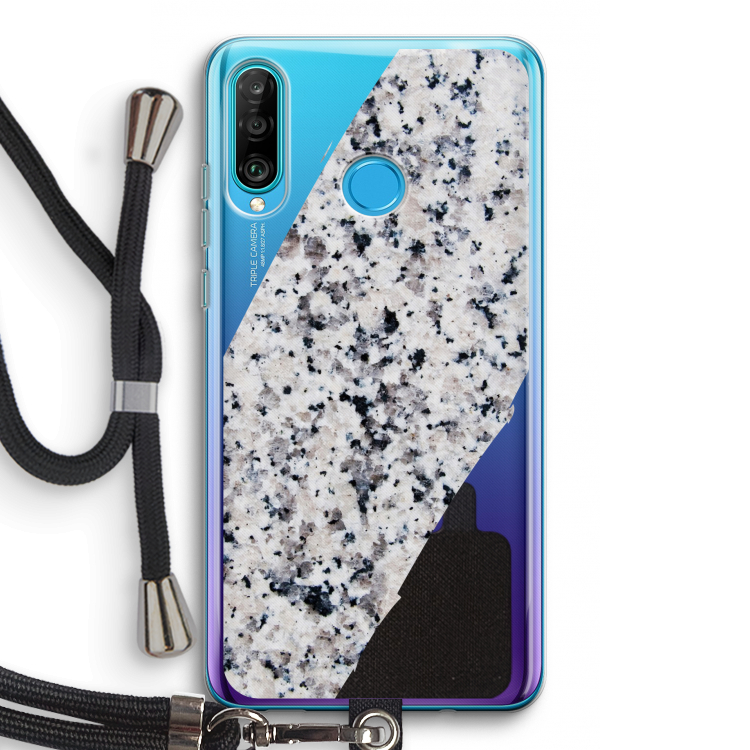 Gespikkelde marmer: Huawei P30 Lite Transparant Hoesje met koord