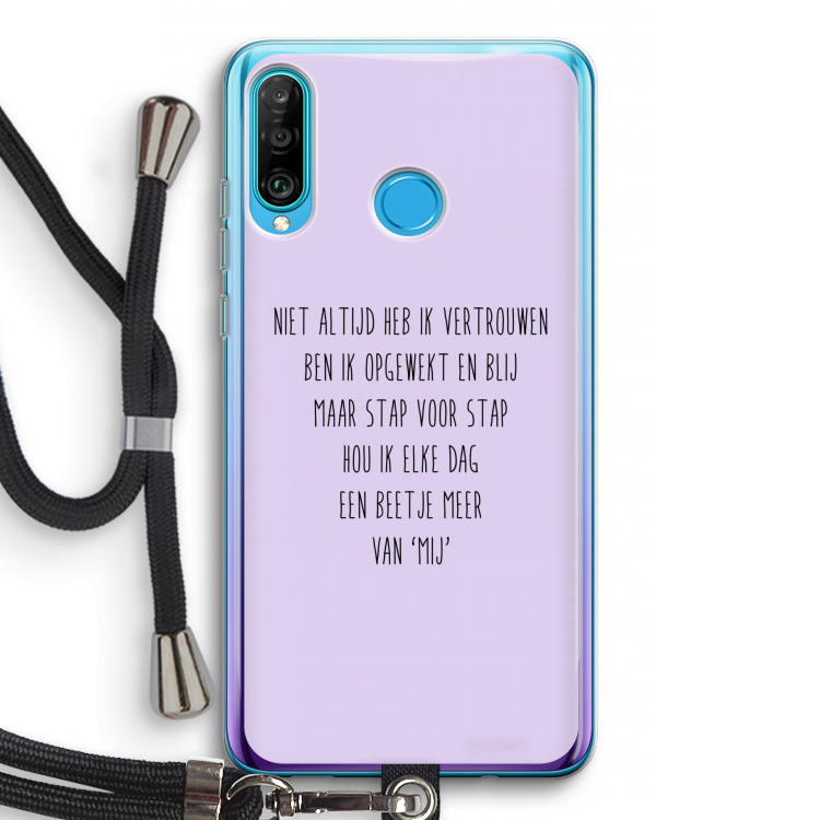 Zelfvertrouwen: Huawei P30 Lite Transparant Hoesje met koord