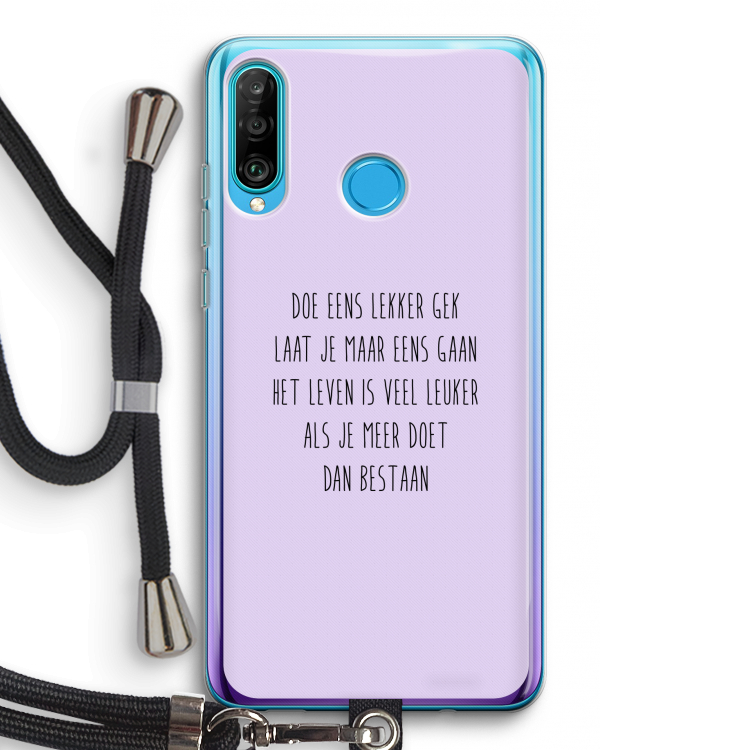 Gek: Huawei P30 Lite Transparant Hoesje met koord