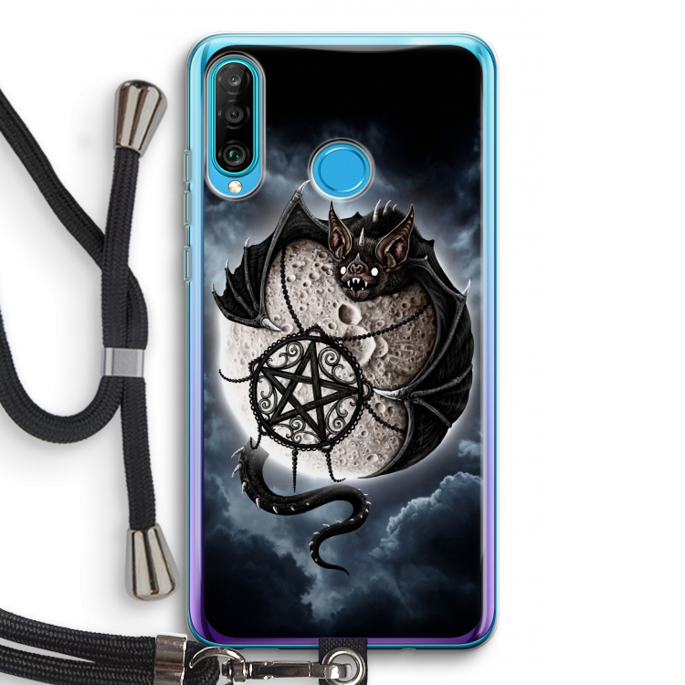 Volle maan: Huawei P30 Lite Transparant Hoesje met koord