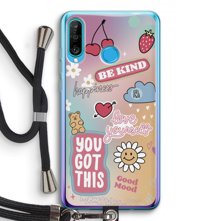 Positivity: Huawei P30 Lite Transparant Hoesje met koord