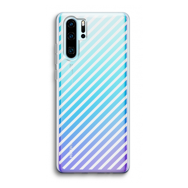 Strepen zwart-wit: Huawei P30 Pro Transparant Hoesje