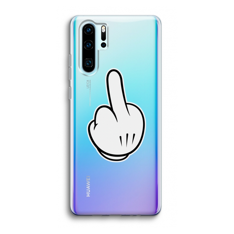 Middle finger black: Huawei P30 Pro Transparant Hoesje