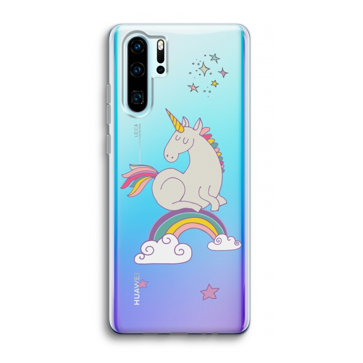 Regenboog eenhoorn: Huawei P30 Pro Transparant Hoesje
