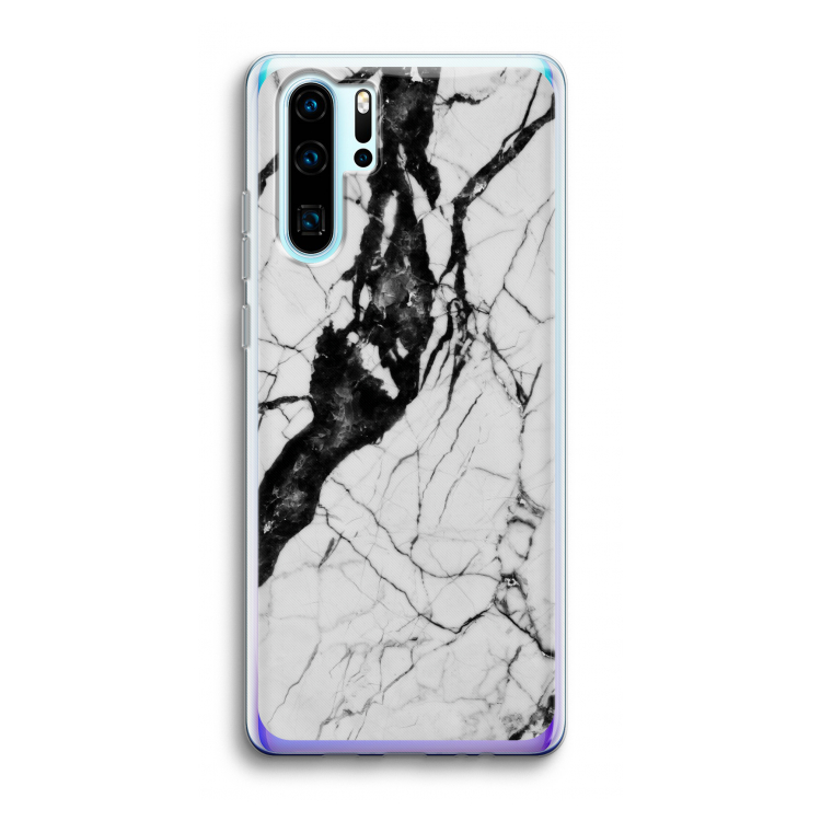 Witte marmer 2: Huawei P30 Pro Transparant Hoesje