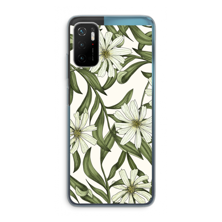 Wit bloemenpatroon: Xiaomi Poco M3 Pro 5G Transparant Hoesje