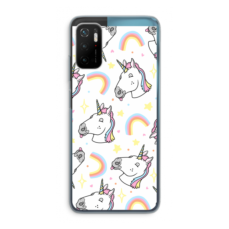 Rainbow Unicorn: Xiaomi Poco M3 Pro 5G Transparant Hoesje