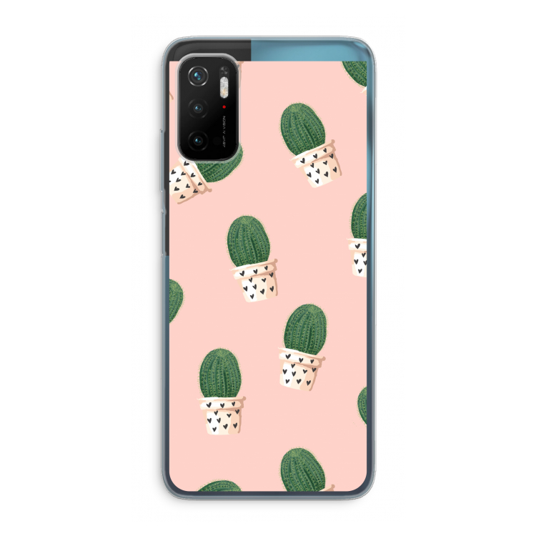 Cactusprint roze: Xiaomi Poco M3 Pro 5G Transparant Hoesje