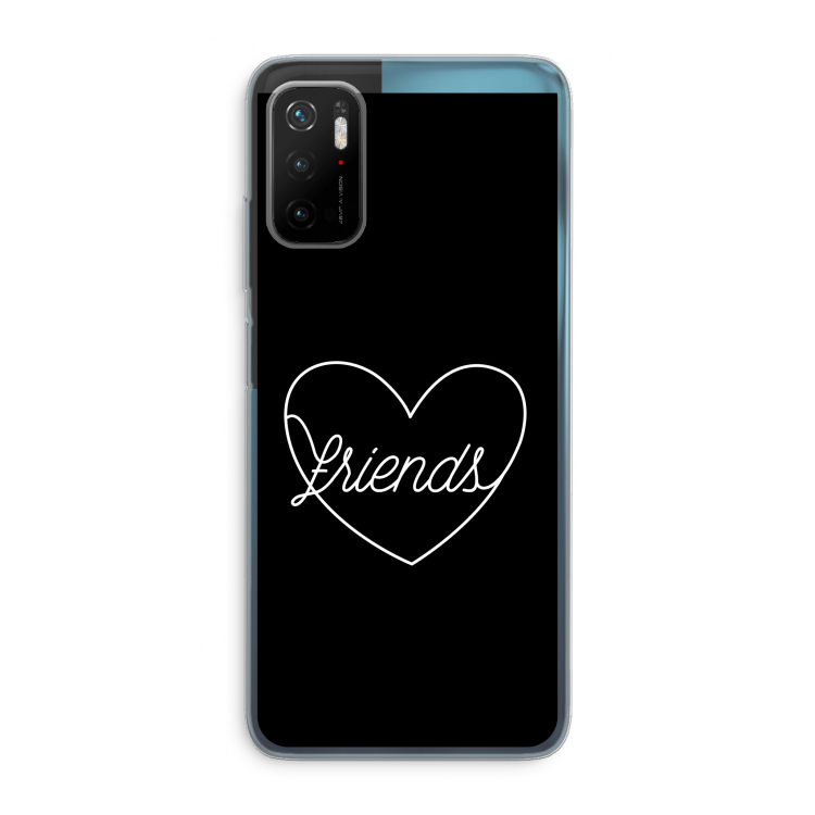 Friends heart black: Xiaomi Poco M3 Pro 5G Transparant Hoesje