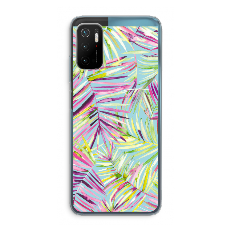 Tropical Palms Blue: Xiaomi Poco M3 Pro 5G Transparant Hoesje