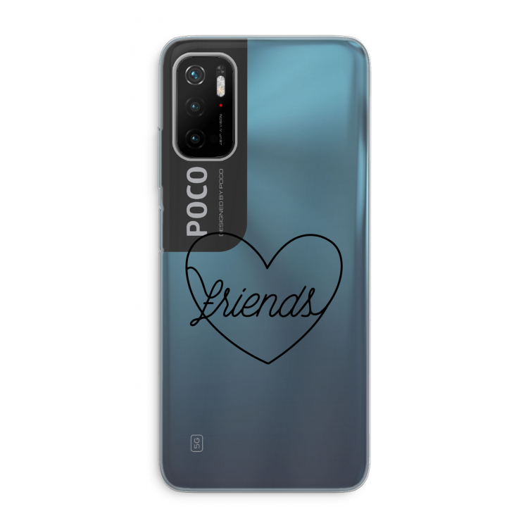 Friends heart black: Xiaomi Poco M3 Pro 5G Transparant Hoesje