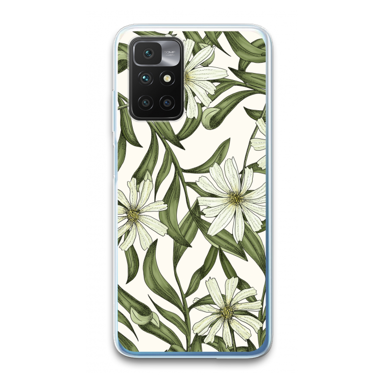 Wit bloemenpatroon: Xiaomi Redmi 10 Transparant Hoesje