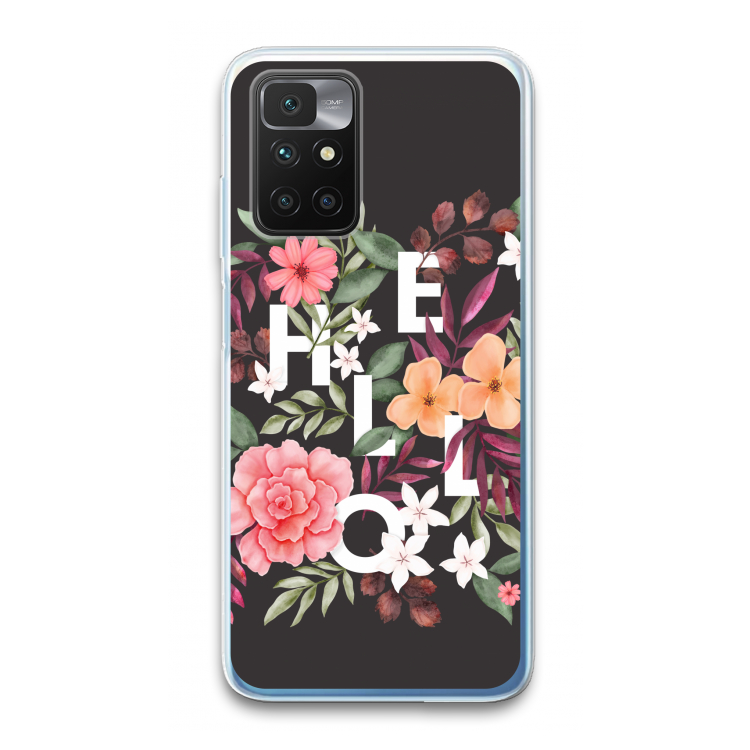 Hello in flowers: Xiaomi Redmi 10 Transparant Hoesje