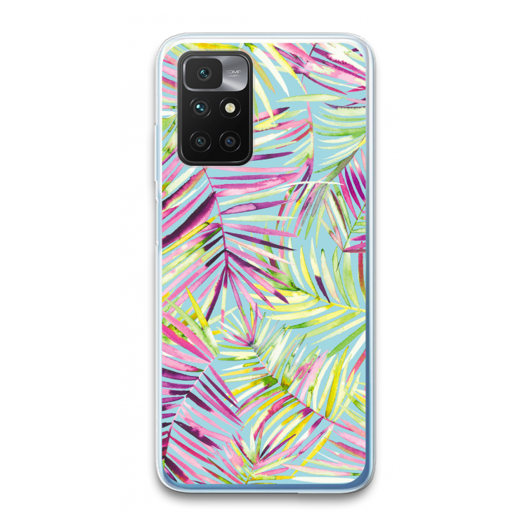 Tropical Palms Blue: Xiaomi Redmi 10 Transparant Hoesje