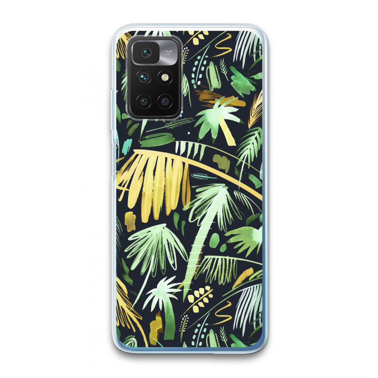 Tropical Palms Dark: Xiaomi Redmi 10 Transparant Hoesje