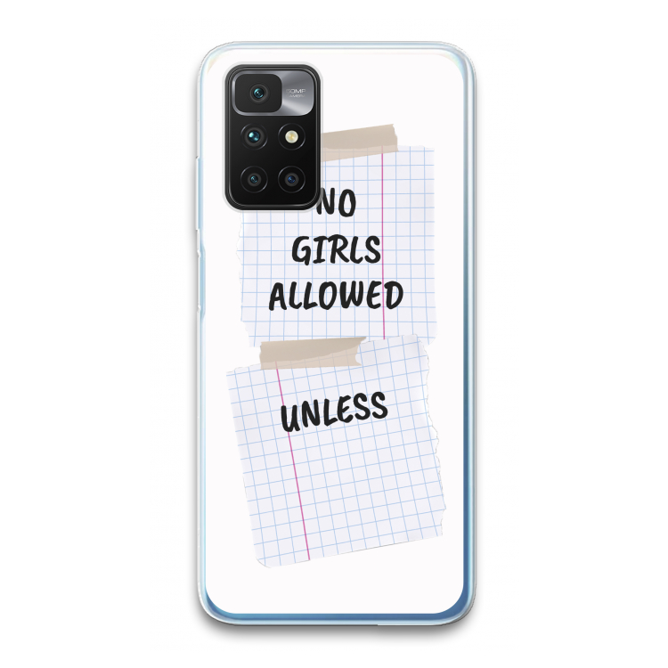 No Girls Allowed Unless: Xiaomi Redmi 10 Transparant Hoesje