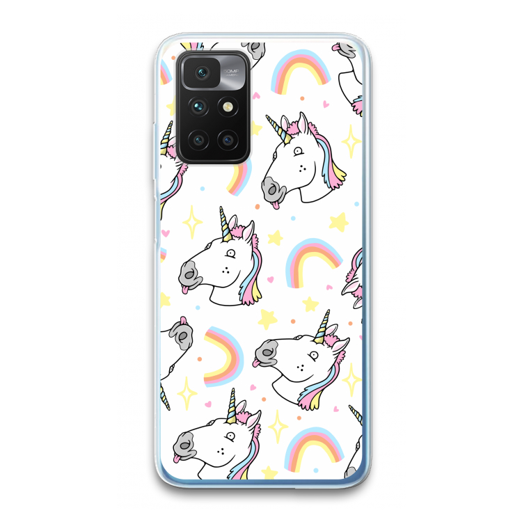 Rainbow Unicorn: Xiaomi Redmi 10 Transparant Hoesje
