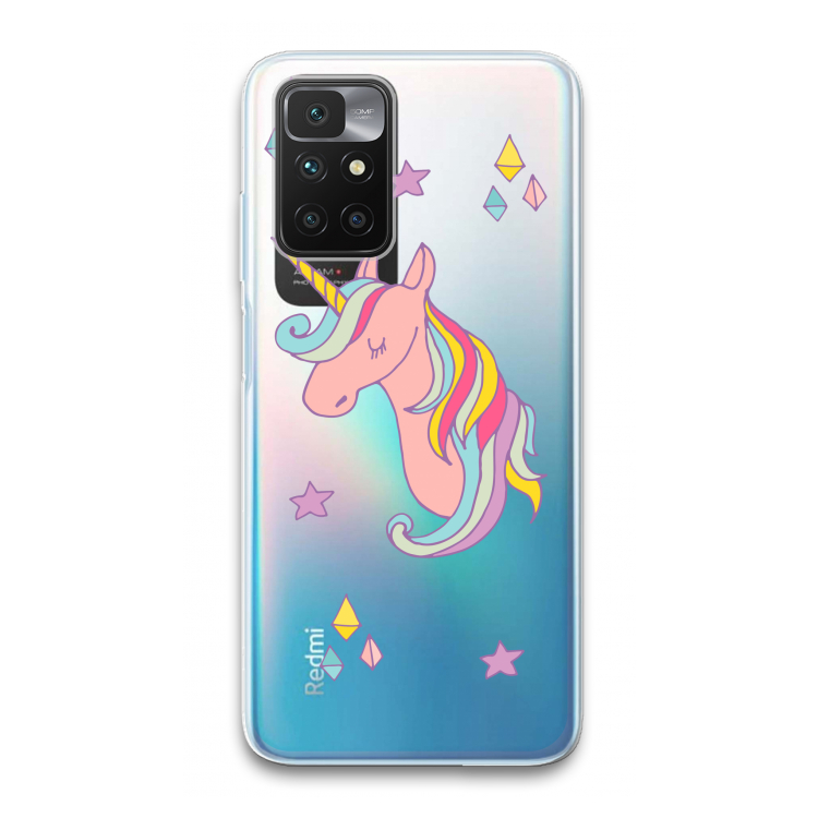 Roze eenhoorn: Xiaomi Redmi 10 Transparant Hoesje